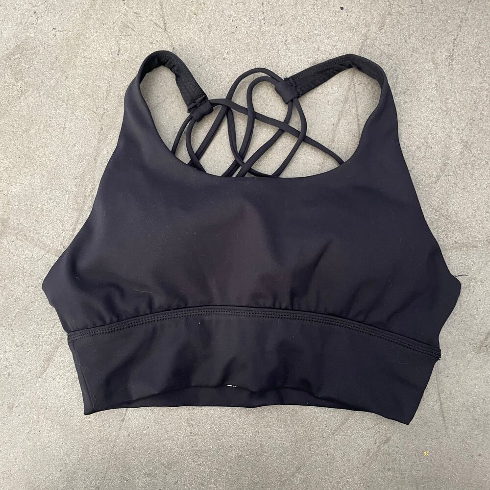 Queenieke Black Strappy Back Sports Bra Womens Medium Activewear Yoga